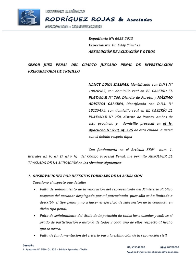 Absuelve Acusacion Posesion Ley Virtud