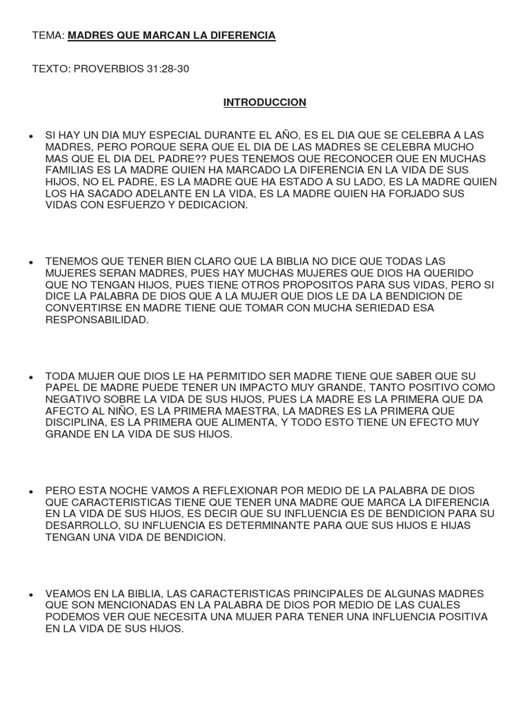 Madres Que Marcan Diferencia | PDF | Mujer | Dios