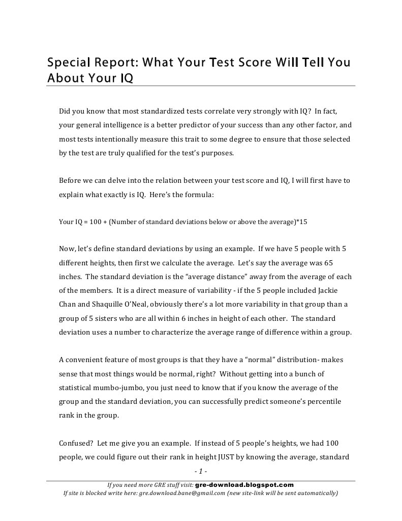 GRE Score and IQ | PDF