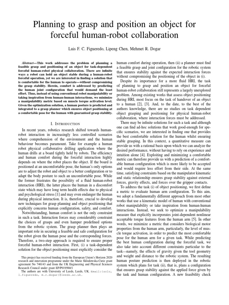 Planning To Grasp and Position An Object For Forceful Human-Robot ...