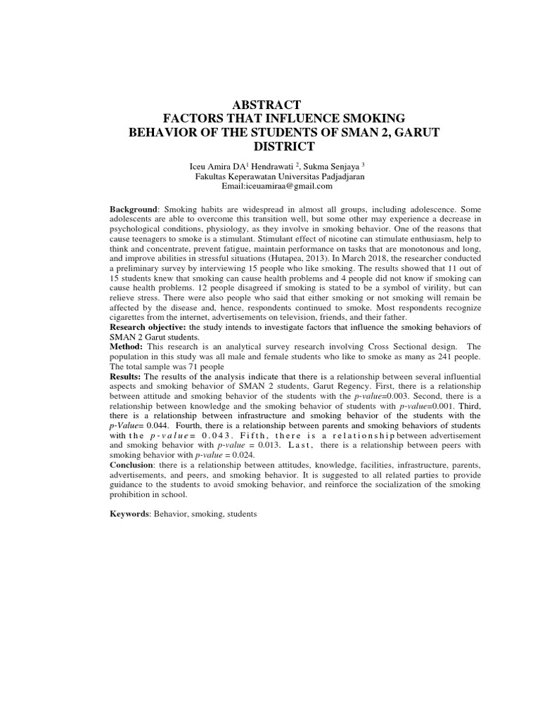 Factors That Influence Smoking Behavior of The Students of Sman 2