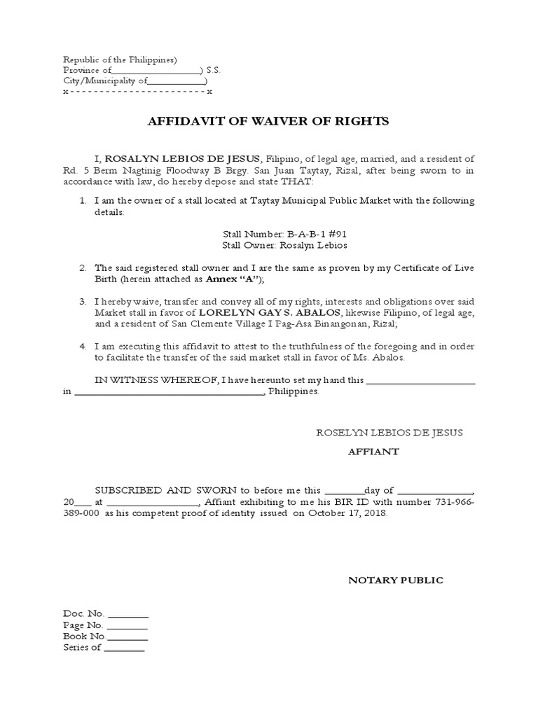 deed-waiver-of-rights-affidavit-document