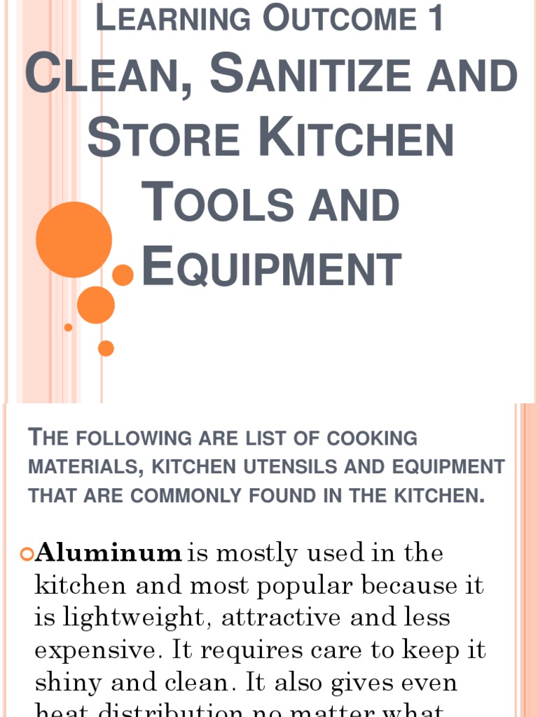 Clean, Sanitize and Store Tools and Equipment PDF Hygiene Knife