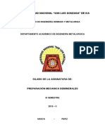 0000 Silabo - Preparación Mecanica de Minerales - 2018-Ii PDF