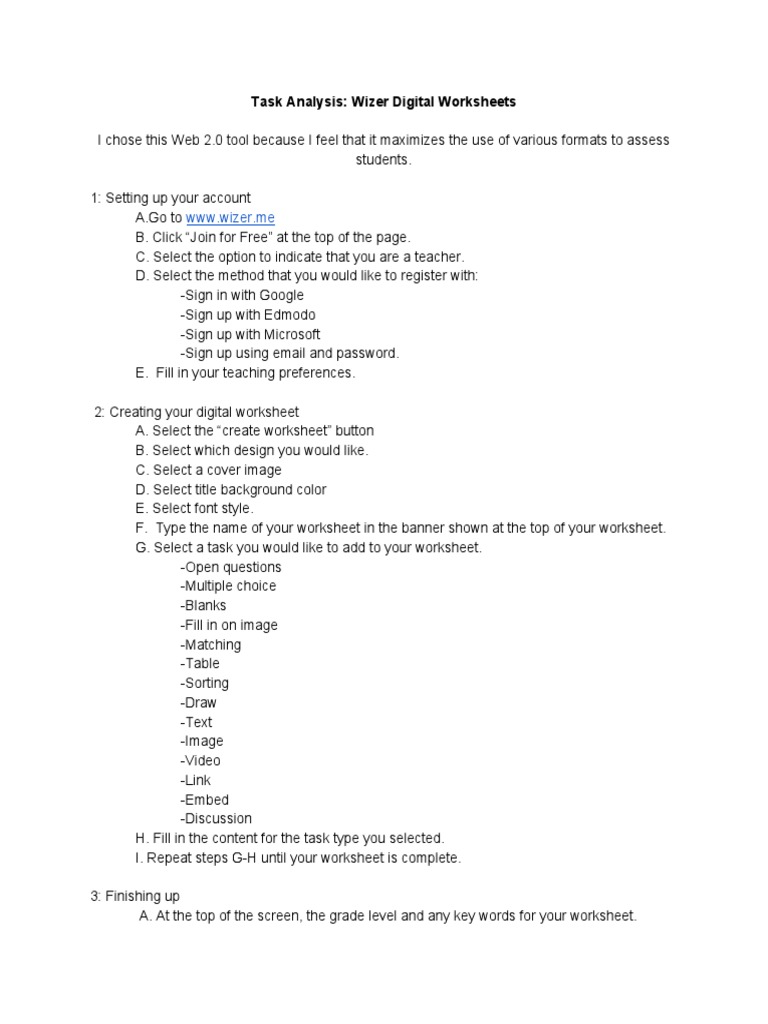 Screencast Task Analysis Script 1 | PDF | Worksheet | Communication