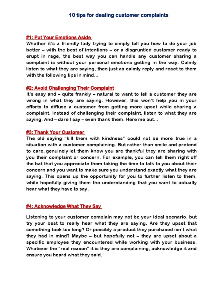 Effective Strategies for Customer Complaints | PDF | Self-Improvement