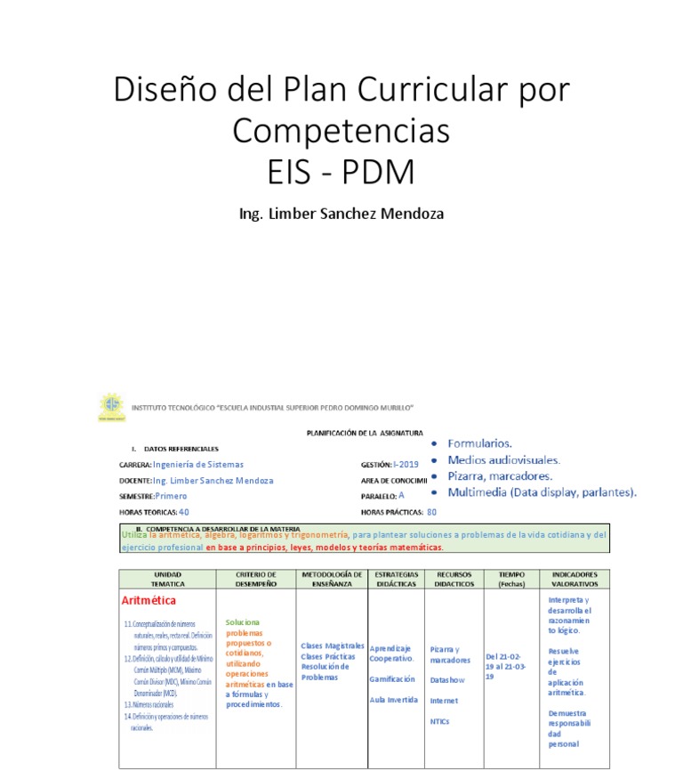 Diseño Del Plan Curricular Por Competencias EISPDM | PDF | Aritmética ...