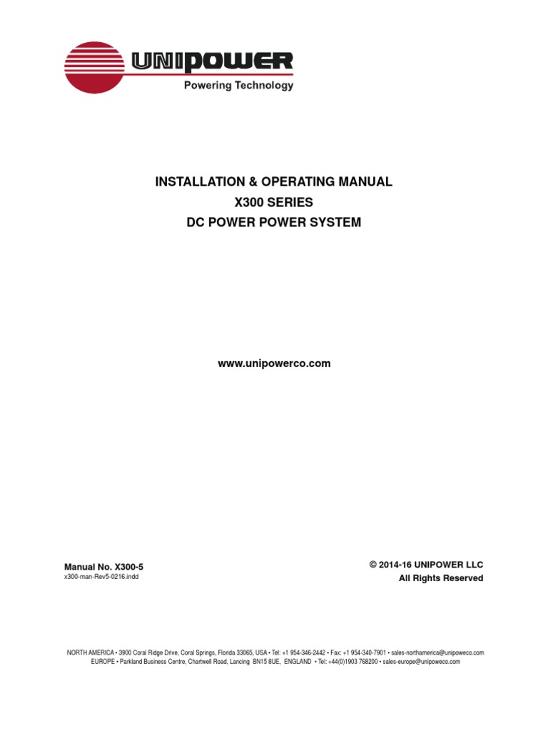 Installation & Operating Manual X300 Series DC Power Power System | PDF ...