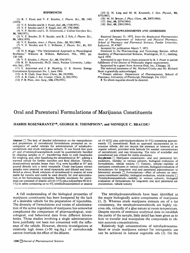 Oral and Parenteral Formulations of Marijuana Constituents PDF