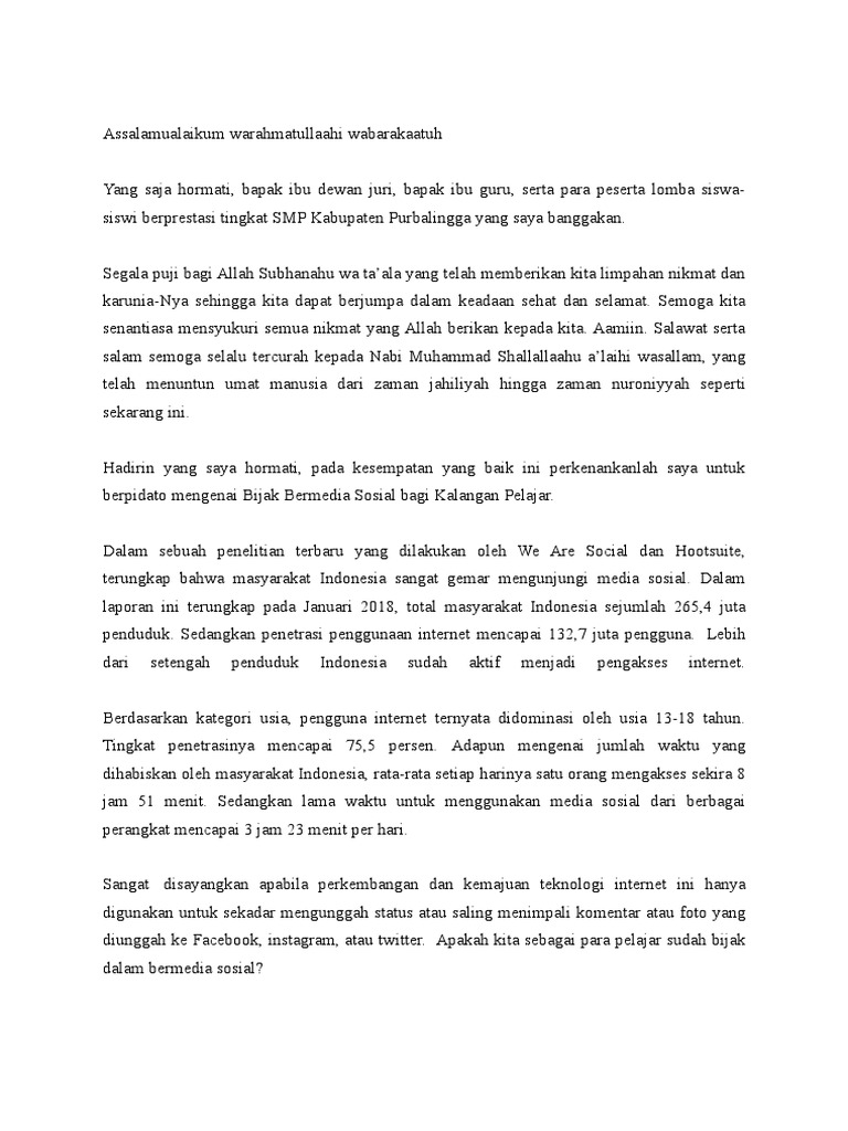 Pidato Siswa Berprestasi