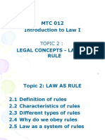 MTC 012 Introduction To Law I: Topic 2