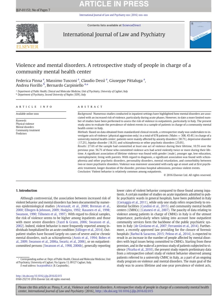 Pinna 2016 PDF Mental Disorder Psychiatry