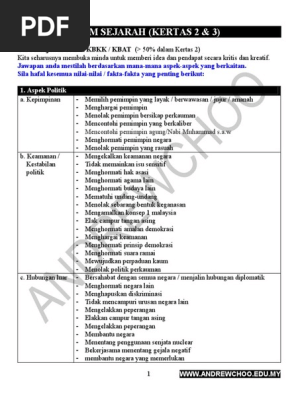 Spm Sejarah Kertas 2 3 Teknik Jawab Soalan Kbkk Kbat Nilai Fakta Pdf