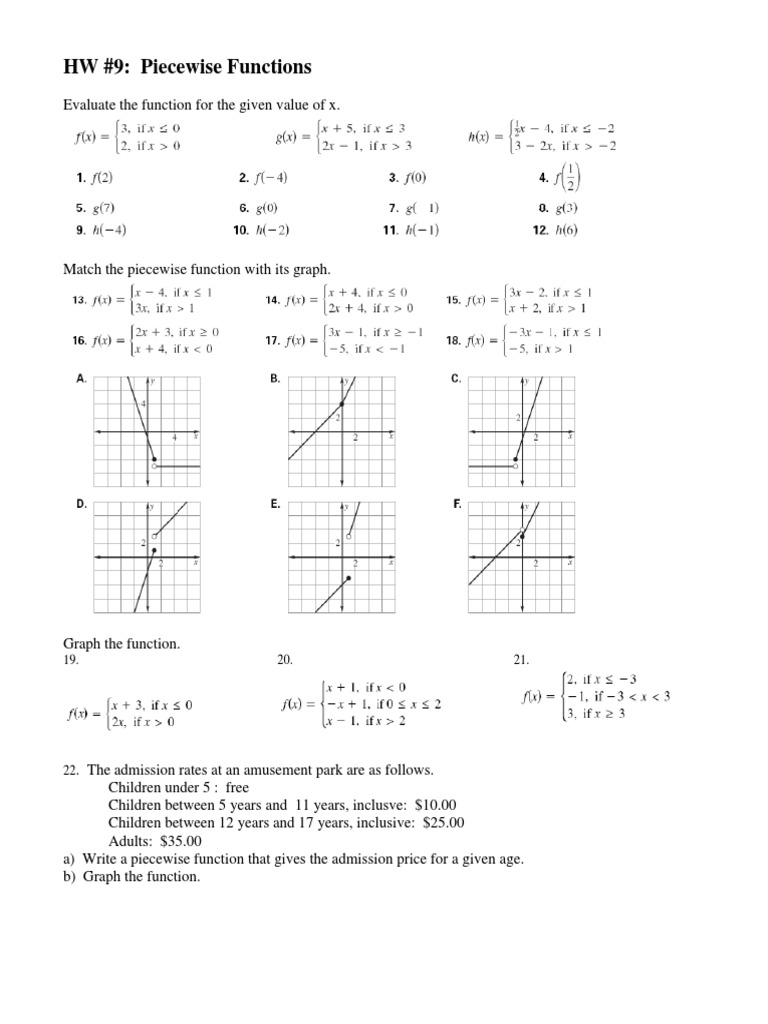 Piecewise Function Homework Examples | PDF | Teaching Methods & Materials