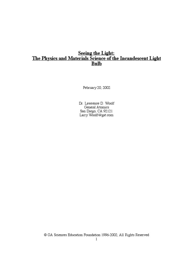 Light Bulb PDF | PDF | Incandescent Light Bulb | Electrical Resistance ...