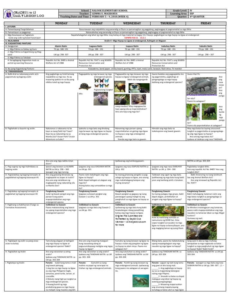 DLL Esp 4 q4 Week 4 | PDF