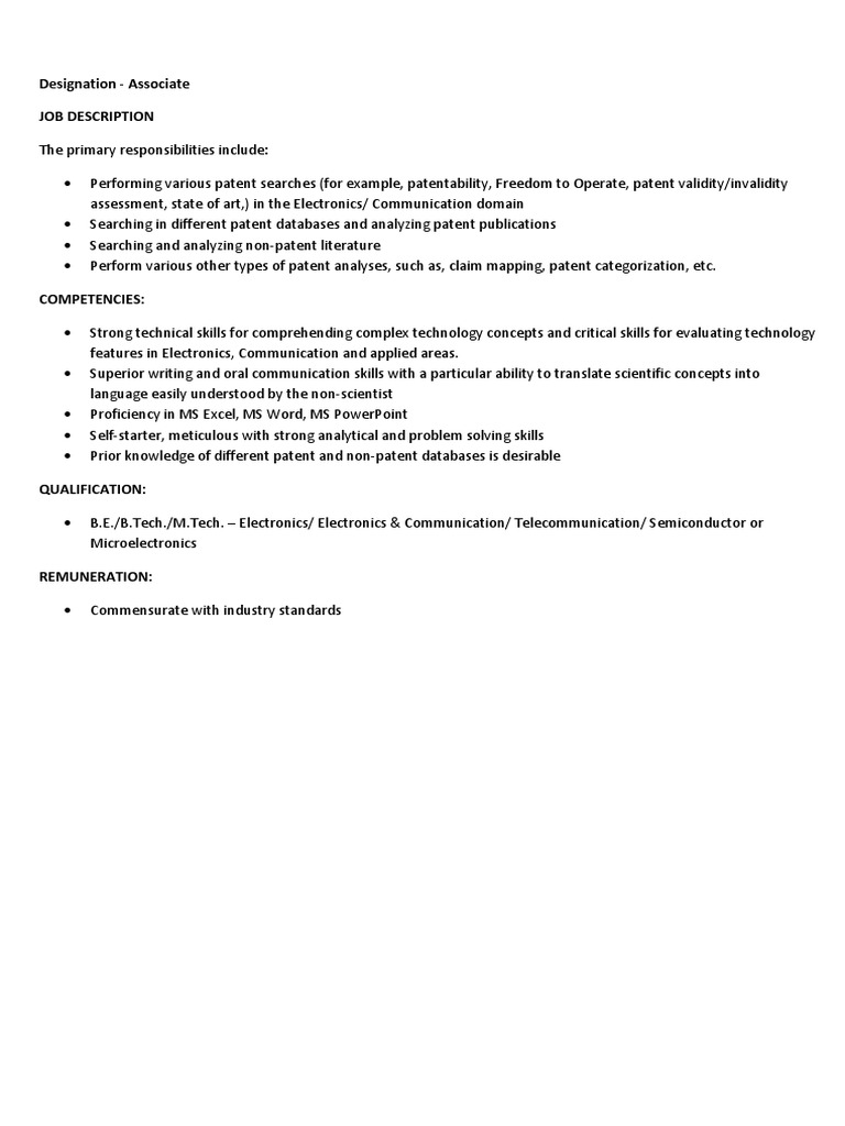 Associate - Patent Search | PDF | Computers | Technology & Engineering