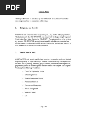 1. Scope of work