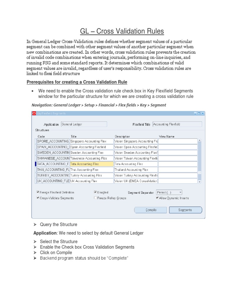 GL Cross Validation Rules Guide | PDF