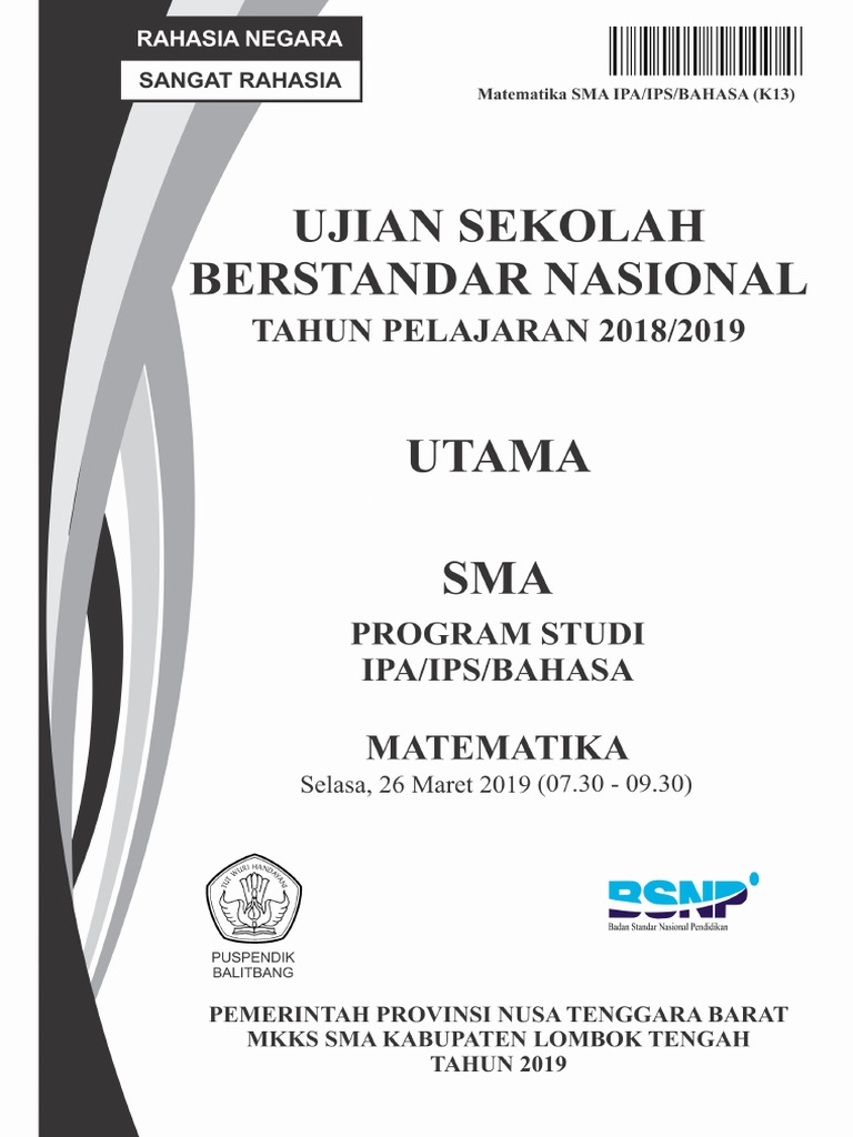 Soal Usbn Matematika Wajib Sma 2019 Ilmusosial Id