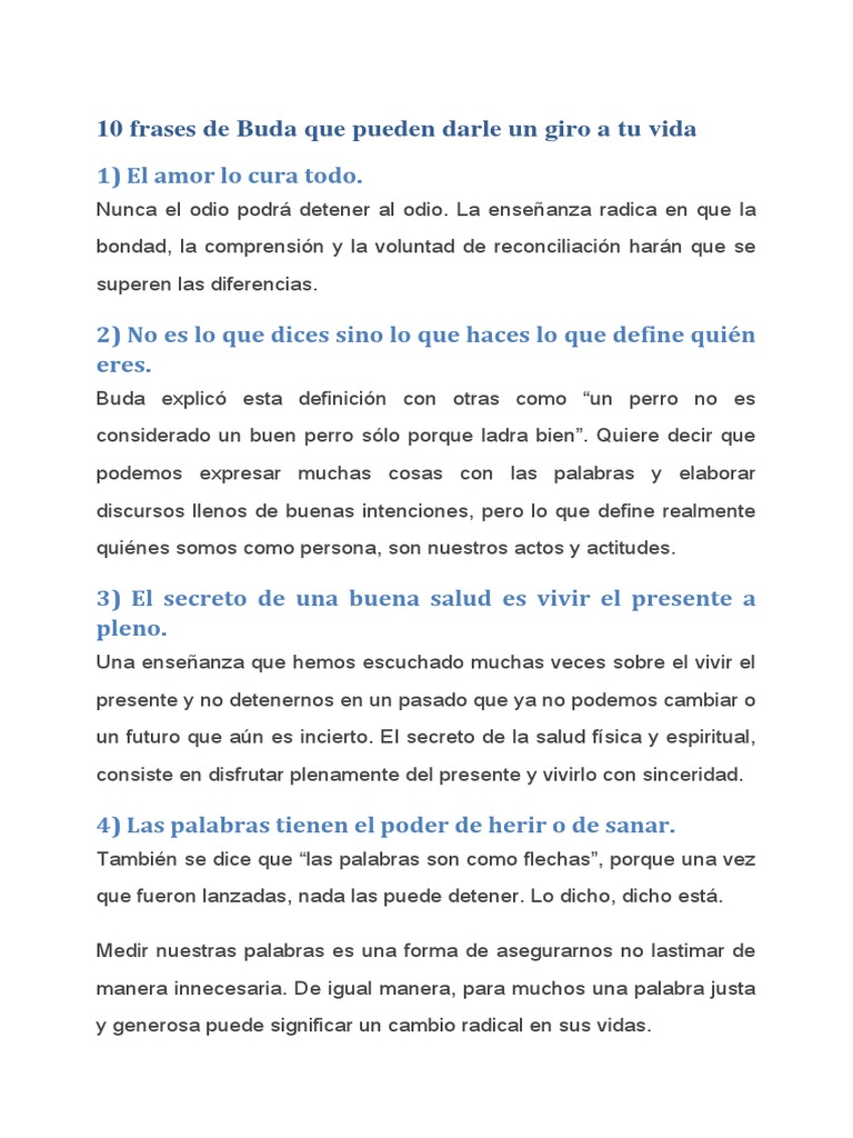 Frases de Buda para transformar tu vida | PDF | Gautama Buddha | Amor