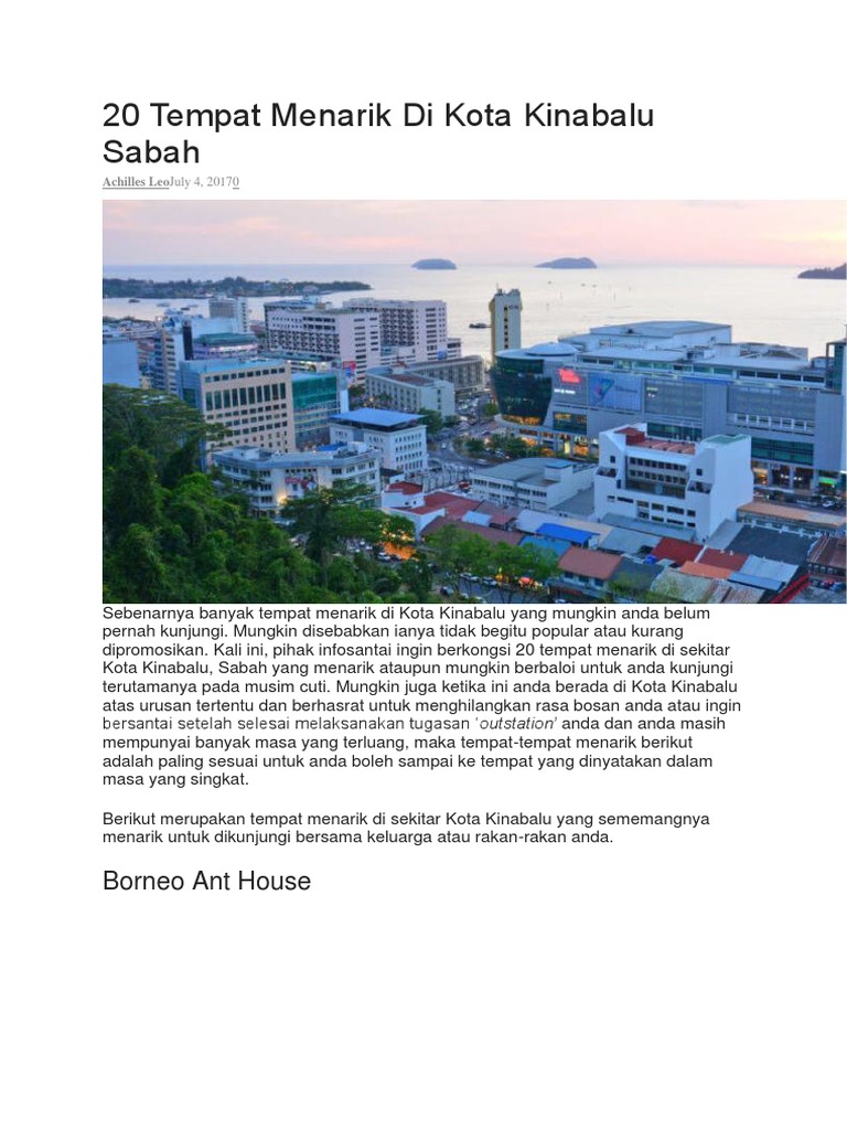 20 Tempat Menarik Di Kota Kinabalu Sabah Pdf