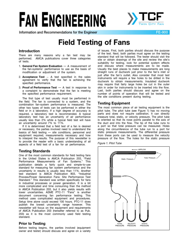 FE 900 Field Testing of Fans | PDF | Pressure Measurement | Pressure