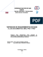 Definicion de Requerimientos en Base A Los Documentos BRD, PRD y FRD