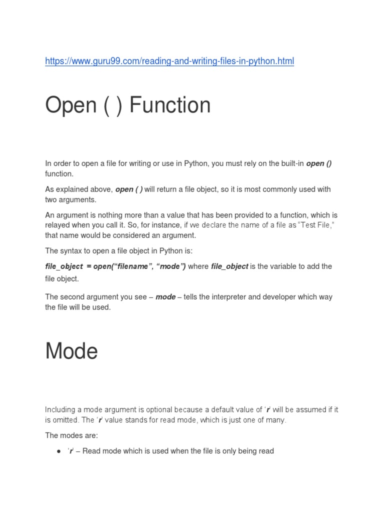Open Function: File - Object Open (