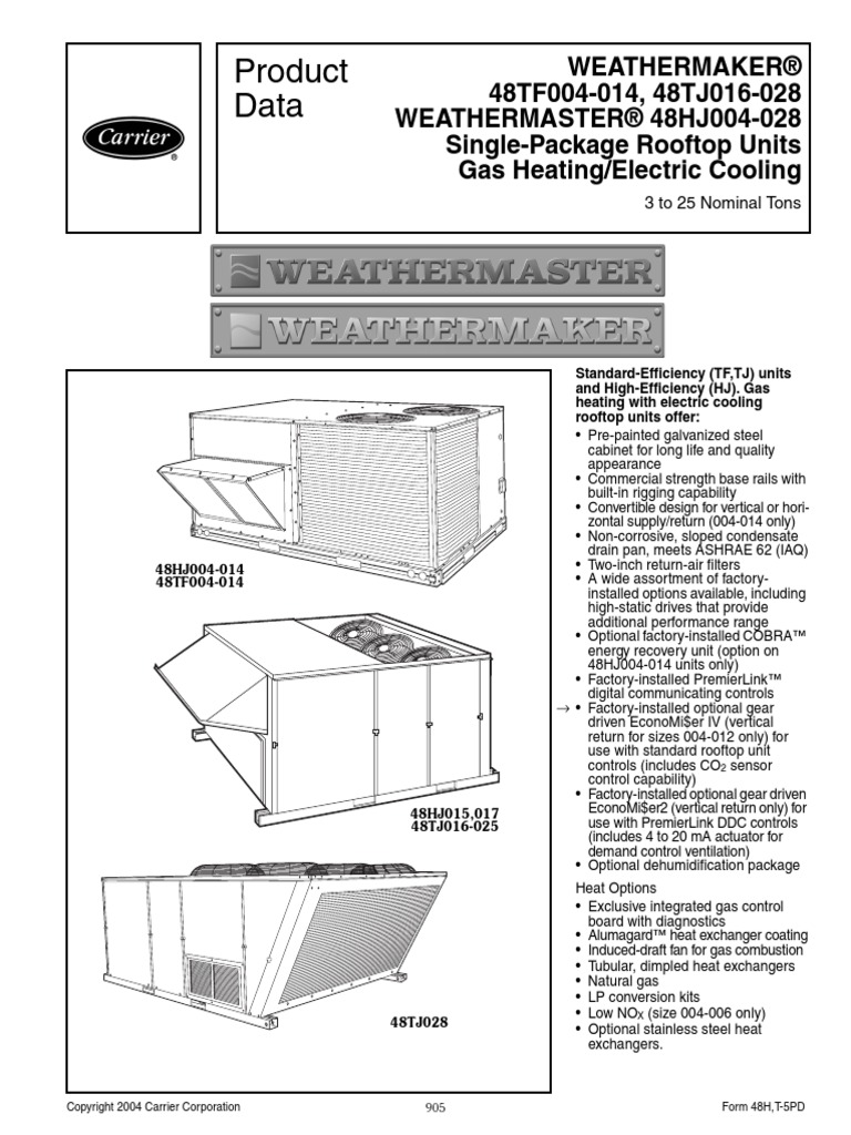 48h, t5pd, 48TJ PDF PDF Hvac Air Conditioning