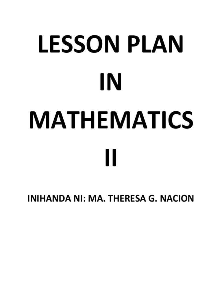 Lesson Plan in Mathematics I1 | PDF