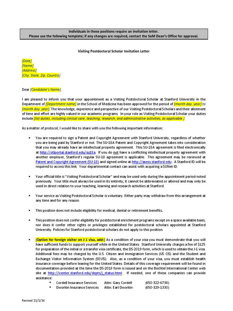 Appointment Letter For Visiting Postdoctoral Scholars | PDF | Business