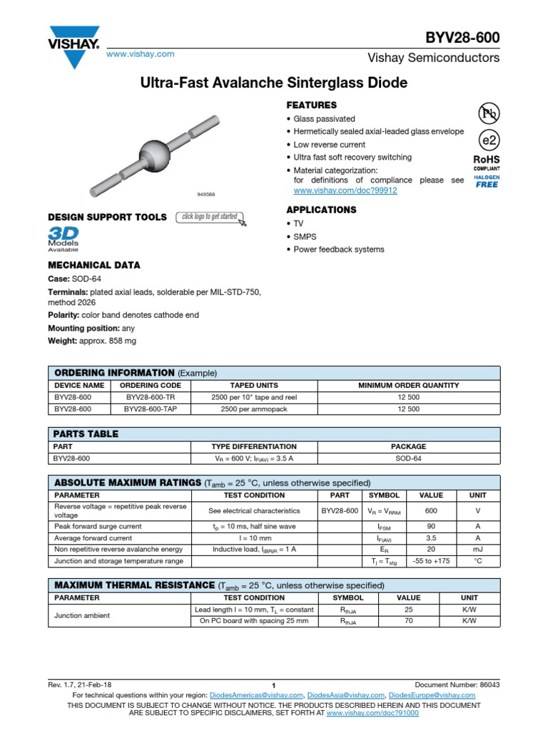 Vishay Semiconductors: Features | PDF | Diode | Electricity