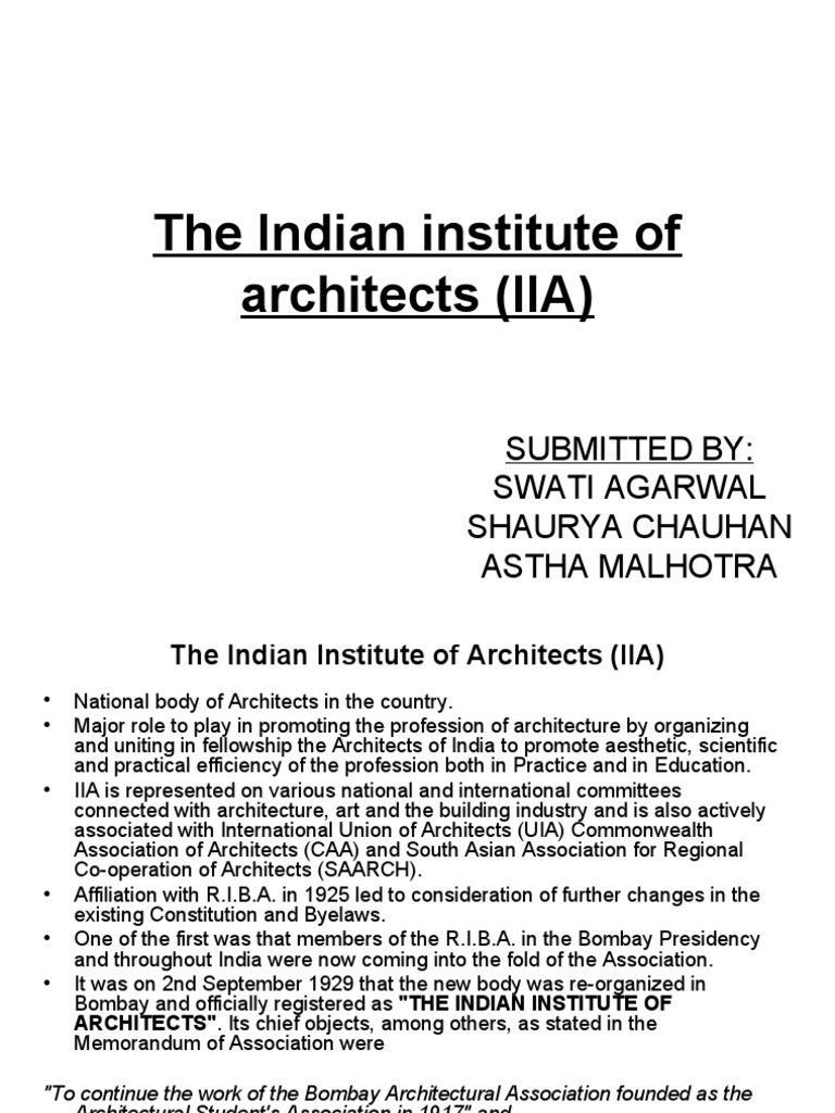 Overview of the Indian Institute of Architects | PDF | Architect | Design