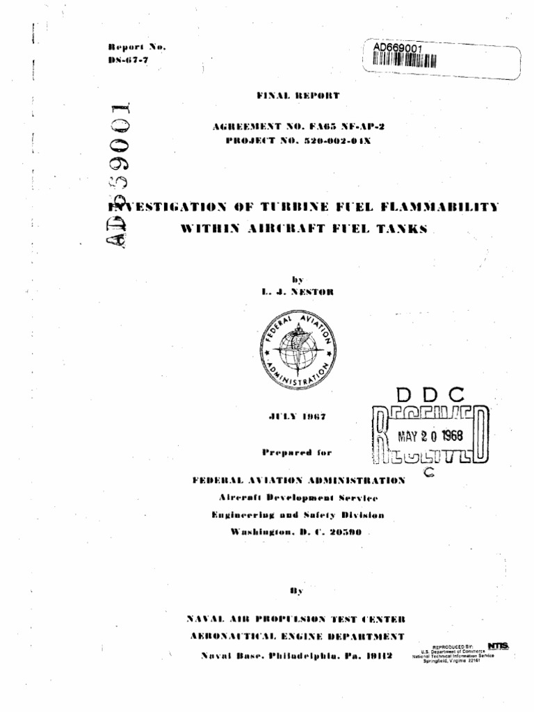 Investigation of Turbine Flammability Within Aircraft Fuel Tank 669001