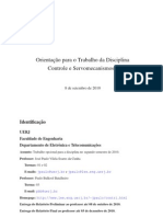 Orientação para Trabalho de Controle e Servomecanismos I