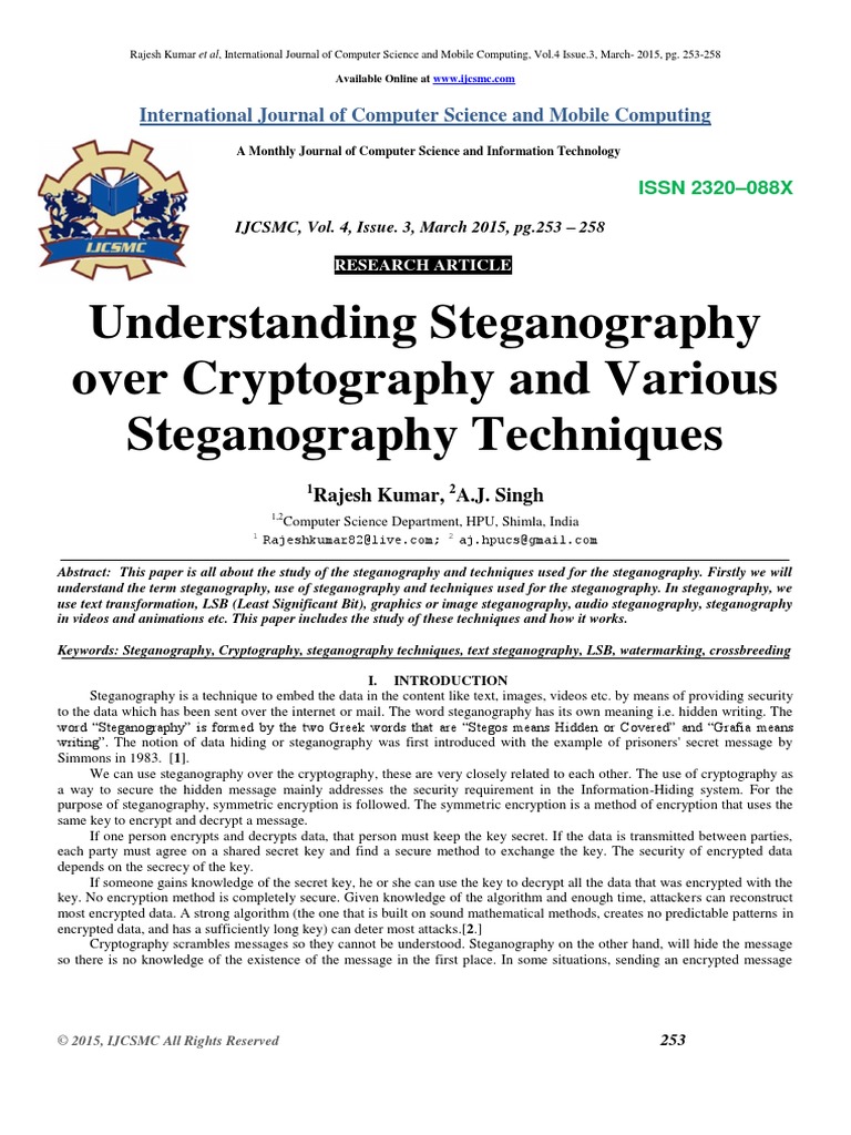 Understanding Steganography Over Cryptography and Various Steganography ...
