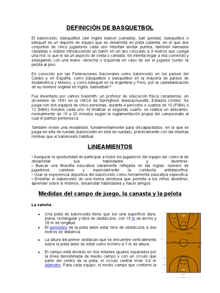 Definicion de Basquetbol | PDF | Deportes atléticos | Juegos competitivos