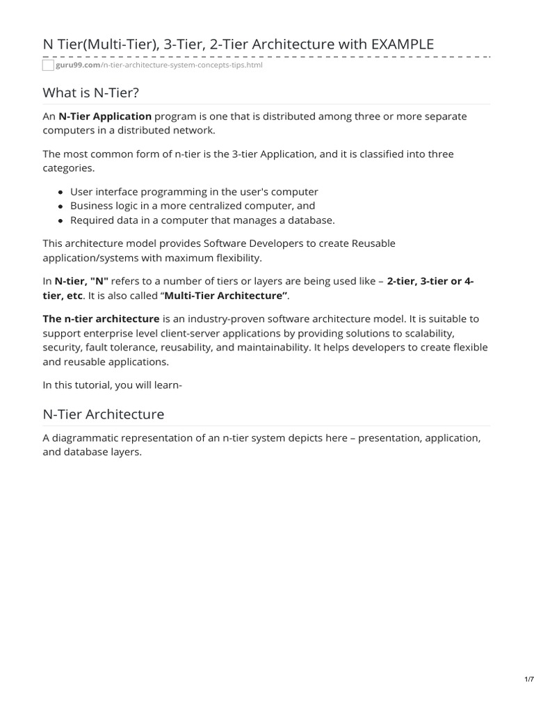 N-Tier Architecture Explained with Examples | PDF | Client–Server Model ...