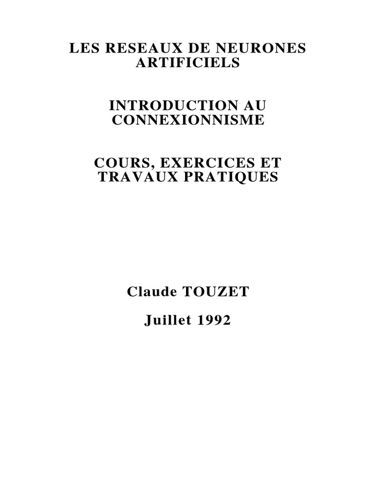 Les Reseaux de Neurones Artificiels PDF | PDF