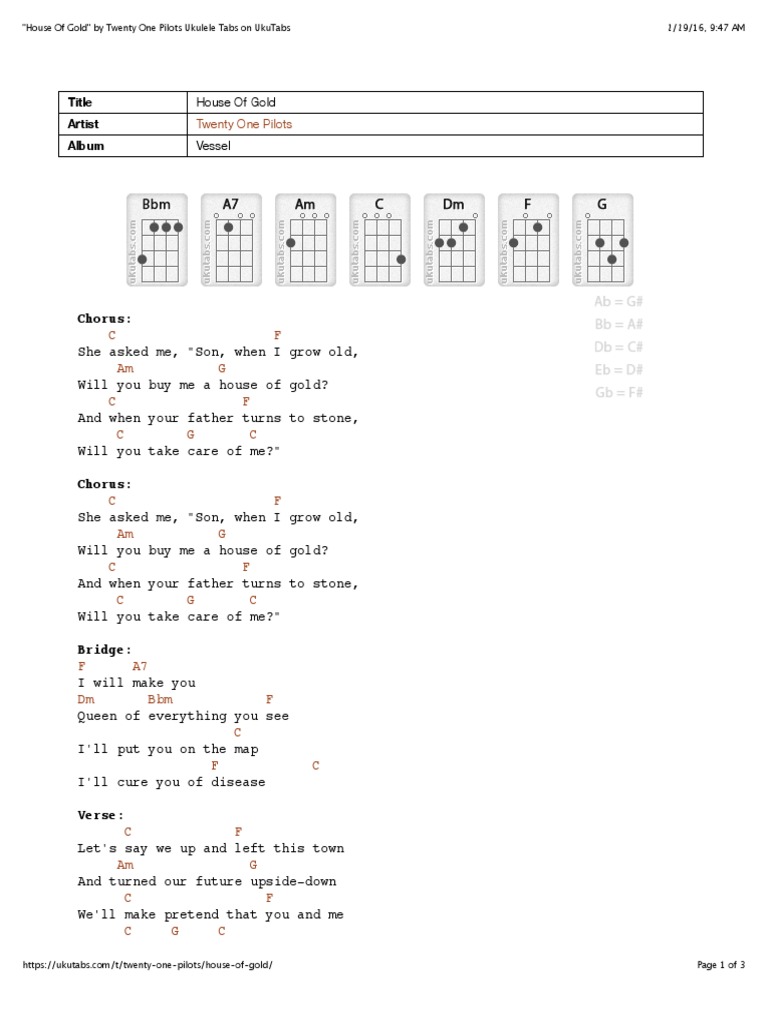 22house of Gold - 22 by One Pilots Ukulele Tabs On UkuTabs | PDF | Song Recordings | Recorded Music