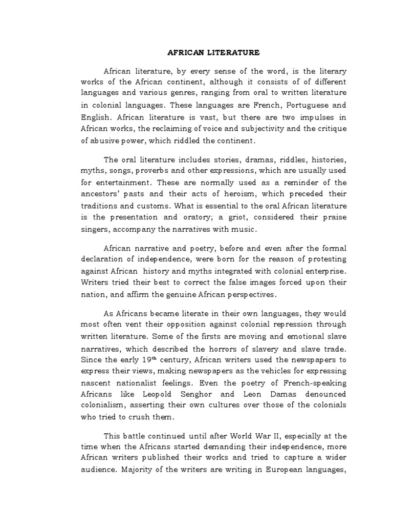 African Literature PDF