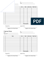 Canvass Form: Item Qty Unit Unit Cost Total Cost