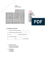 Words: 1. Teacher 2. Sarita 3. Buenavista 4. City 5. Birds 6. Trees 7. Water 8. Fernando 9. Principles 10. Garden