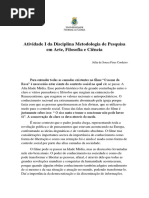Atividade I Da Disciplina Metodologia de Pesquisa Em Arte