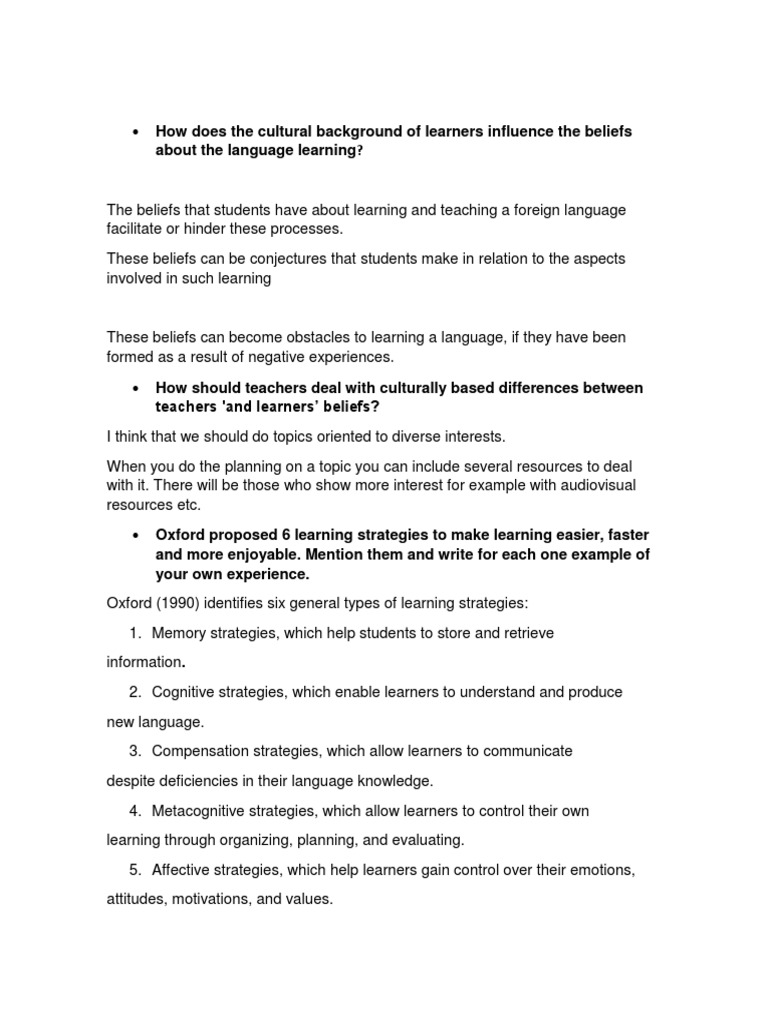 Cultural Influence on Language Learning | PDF | Metacognition | Learning