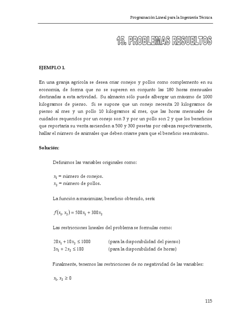 Problemas Resueltos de Programación Lineal PDF | PDF | Programación ...