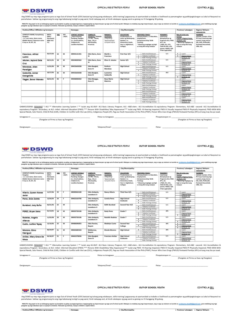 Official Registration Form Control # 001 | PDF