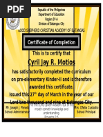 Cyril Jay R. Motios: Certificate of Completion