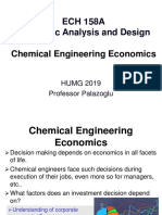ECH 158A Economic Analysis and Design: Chemical Engineering Economics